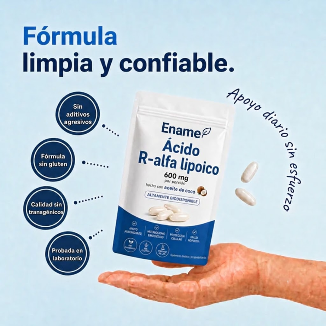 Ácido R-alfa lipoico — Cápsulas blandas de 600 mg en forma R pura