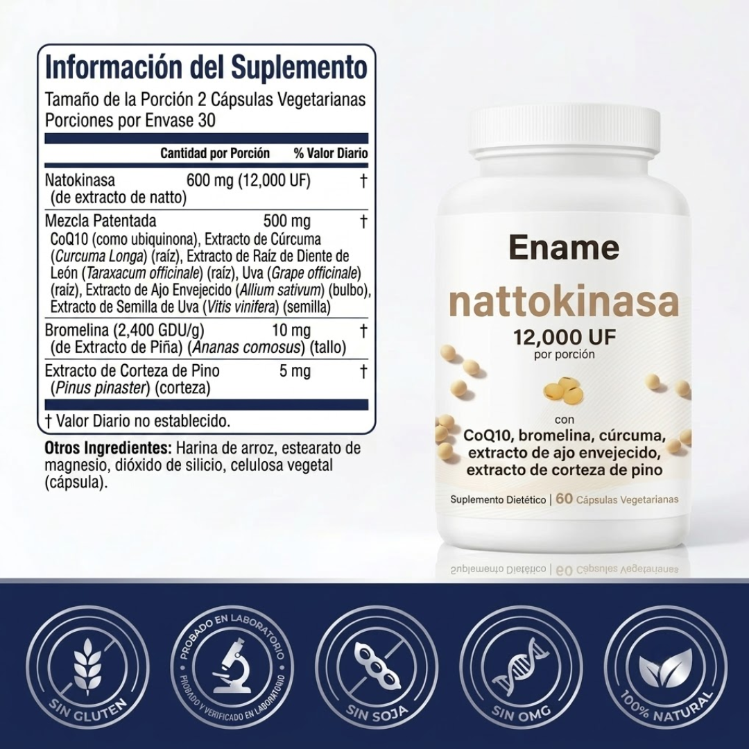 Ename | Complejo de Nattoquinasa 12.000FU - 60 cápsulas vegetarianas