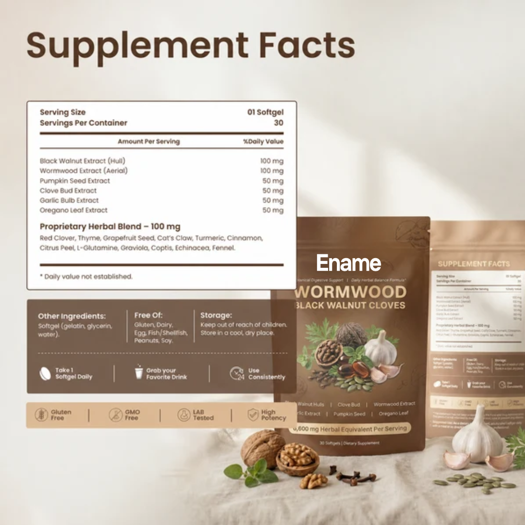 Ename | Black Walnut Wormwood Cleanse - 6,600mg softgels