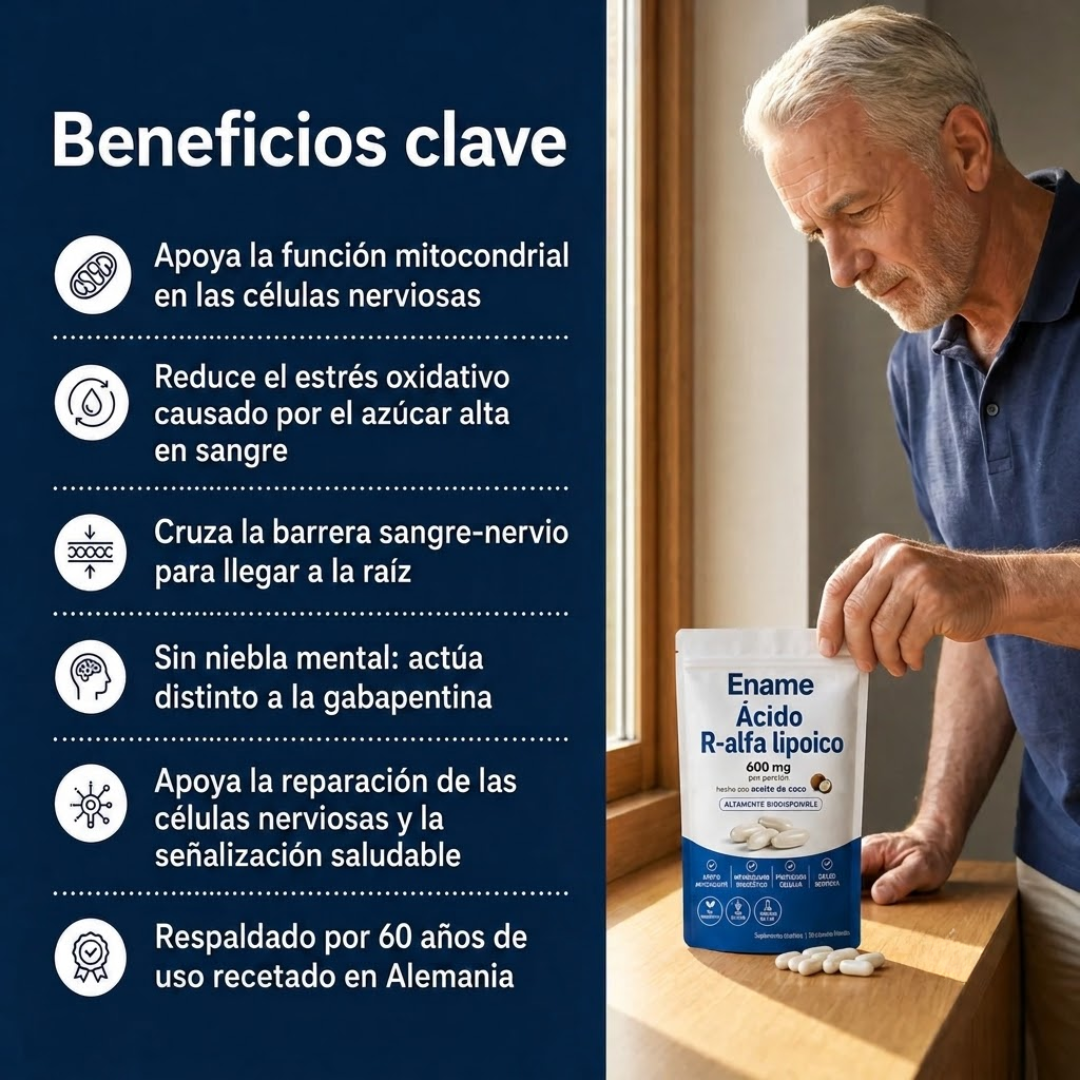 Ácido R-alfa lipoico — Cápsulas blandas de 600 mg en forma R pura