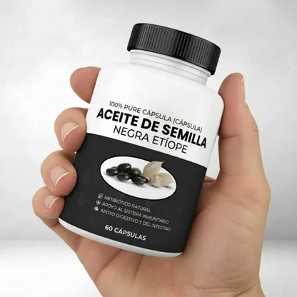 Aceite de Semilla Negra Etíope — La fórmula natural con 4,64% de timoquinona para tu equilibrio interno.