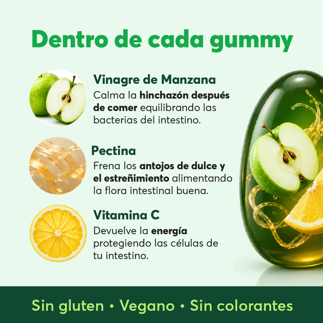 Ename-Gummies Vinagre de Manzanazana | Líbrate De La Hinchazón, Los Antojos Y Sana Tu Intestino