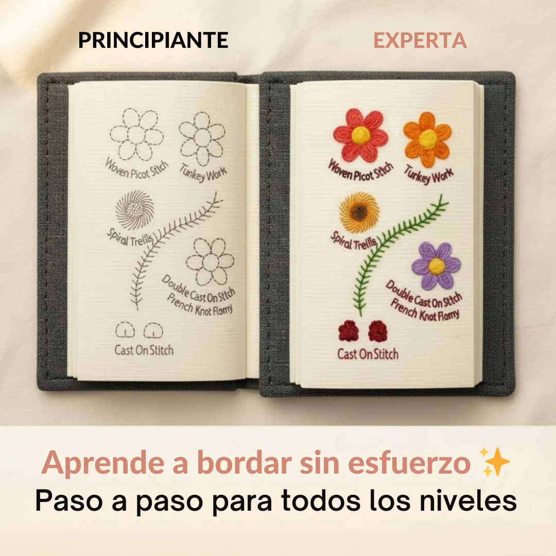 Libro de Bordado Antiestrés: Kit Completo con 60 + Diseños