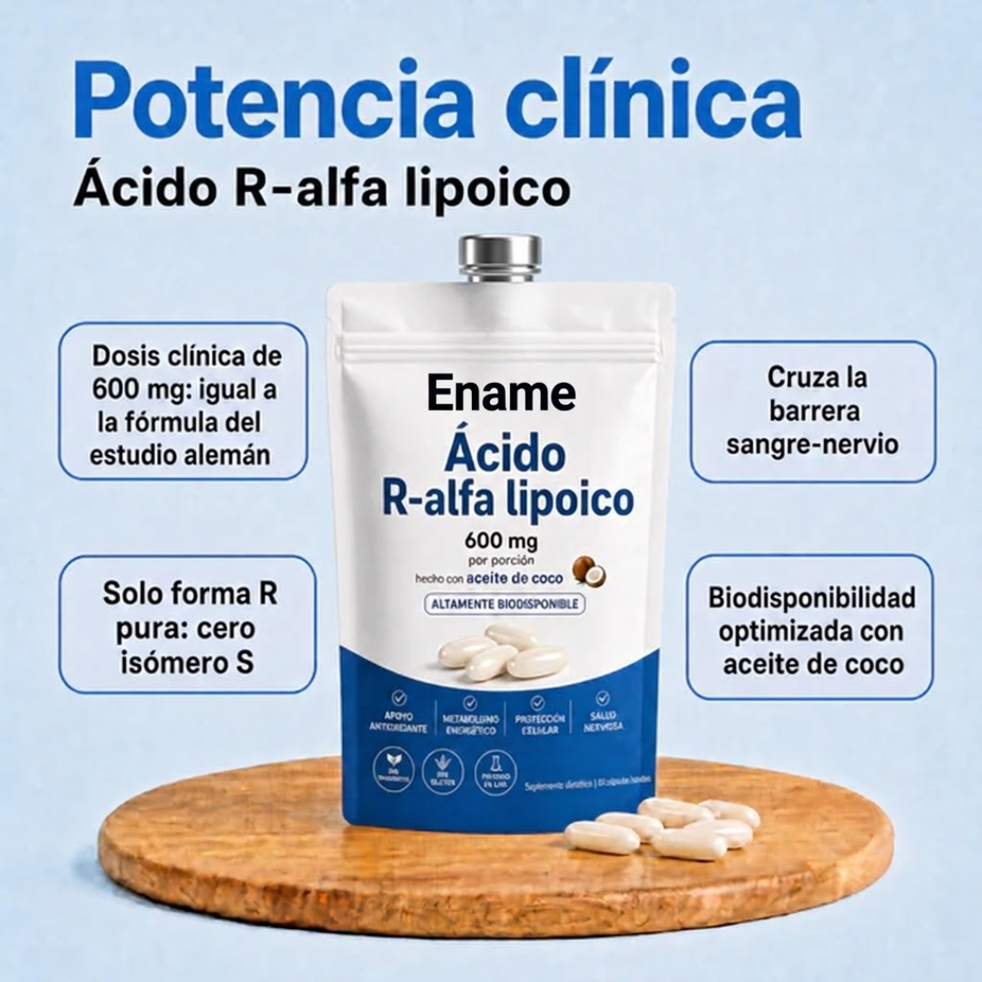 Ácido R-alfa lipoico — Cápsulas blandas de 600 mg en forma R pura