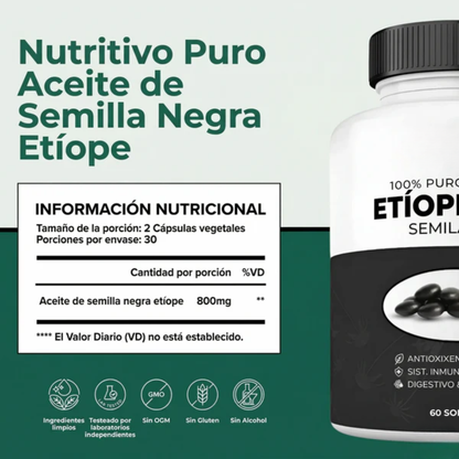 Aceite de Semilla Negra Etíope — La fórmula natural con 4,64% de timoquinona para tu equilibrio interno.