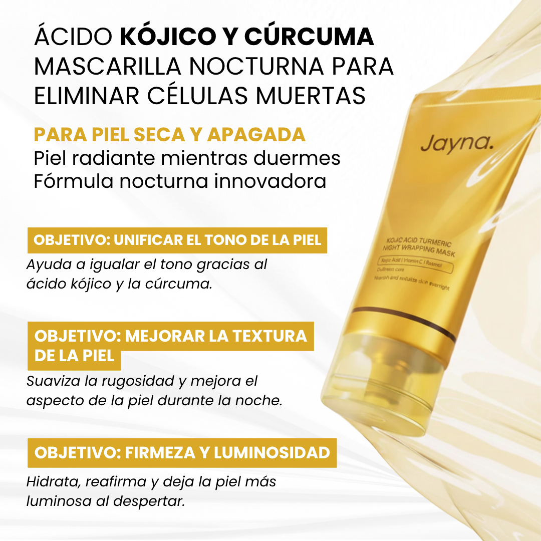 Mascarilla Facial jayna Coreana con Cúrcuma y Colágeno + Brocha aplicadora de regalo