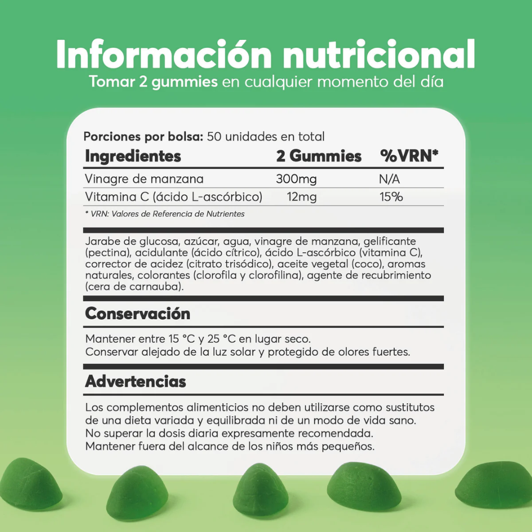 Ename-Gummies Vinagre de Manzanazana | Líbrate De La Hinchazón, Los Antojos Y Sana Tu Intestino