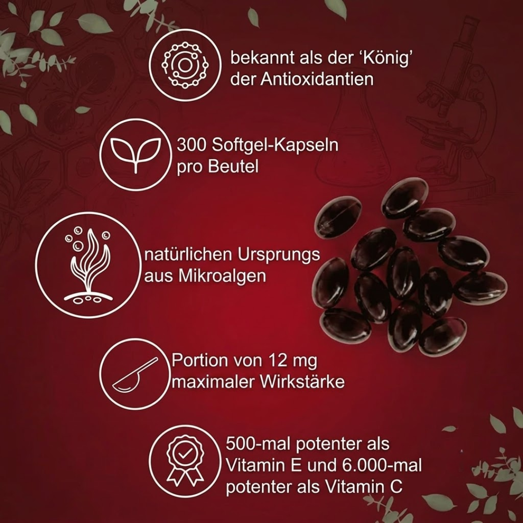 Natürliches Astaxanthin 12 mg — Wenn dein Arzt dir geraten hat, deine Nierenwerte im Auge zu behalten, kannst du ab heute Folgendes tun