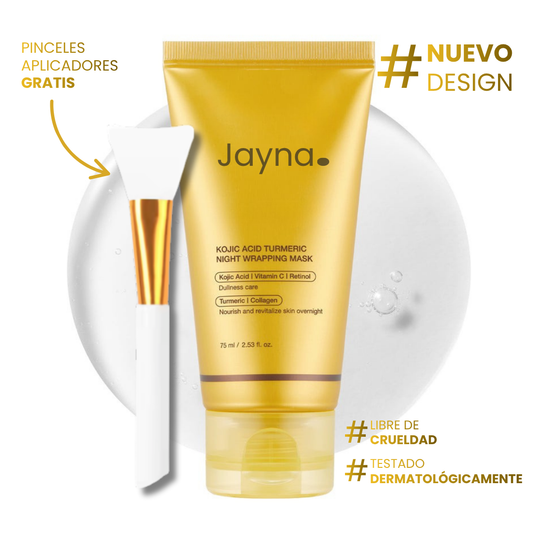 Mascarilla Facial jayna Coreana con Cúrcuma y Colágeno + Brocha aplicadora de regalo