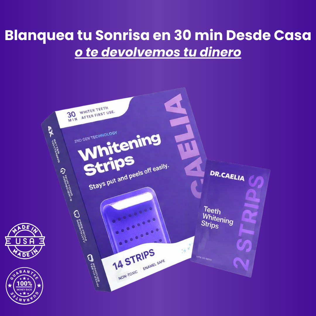 Tiras blanqueadoras de dientes moradas