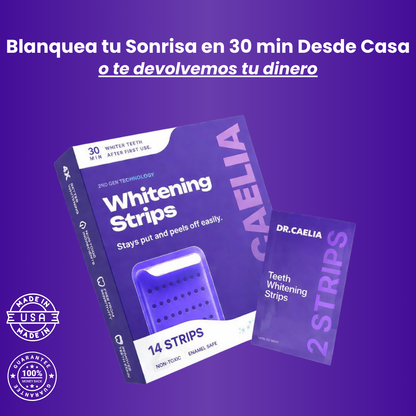 Tiras blanqueadoras de dientes moradas
