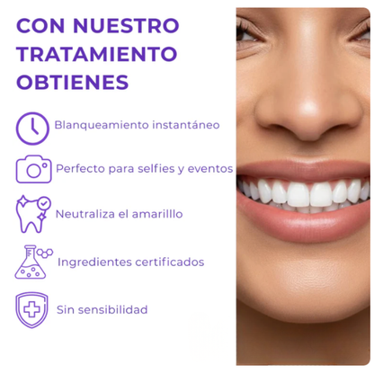 Tiras blanqueadoras de dientes moradas
